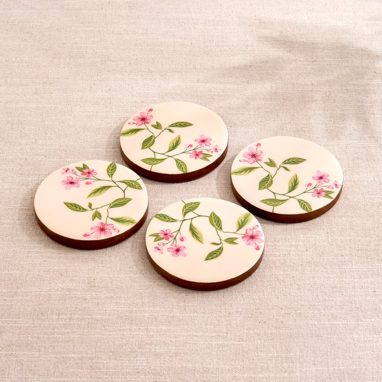 Royal Garden Set of 4 Mango Wood Floral Print Coasters