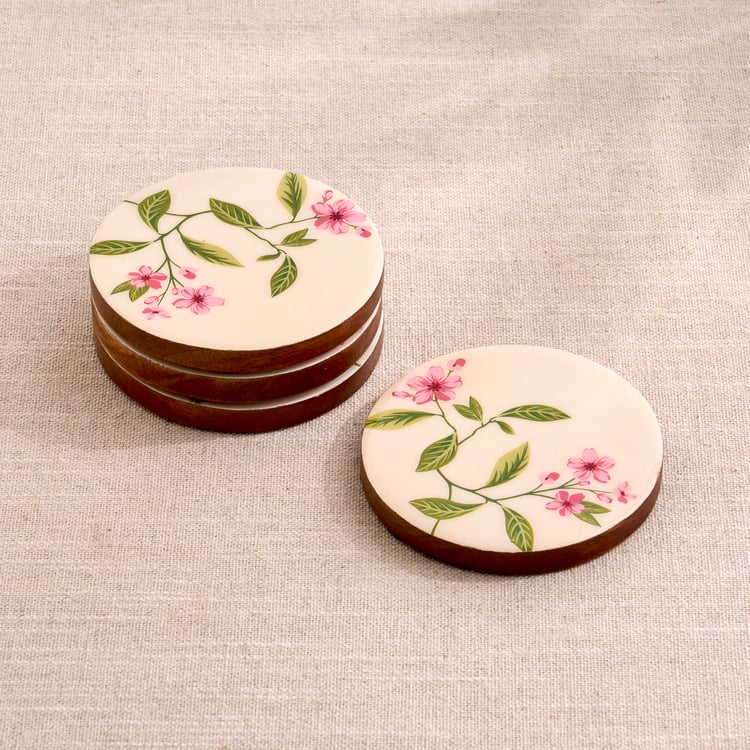 Royal Garden Set of 4 Mango Wood Floral Print Coasters
