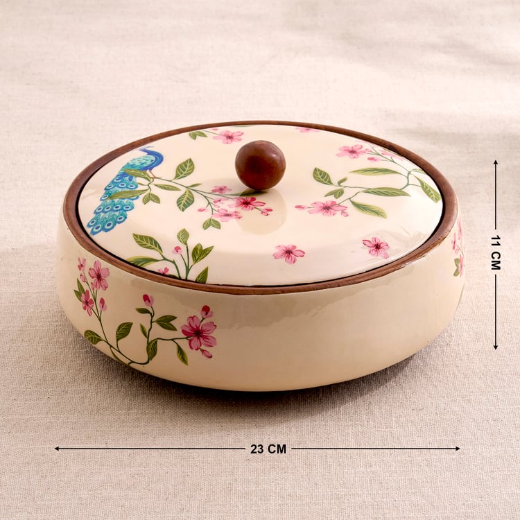 Royal Garden Mango Wood Printed Roti Box with Lid