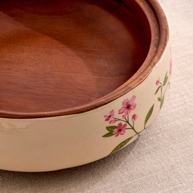 Royal Garden Mango Wood Printed Roti Box with Lid