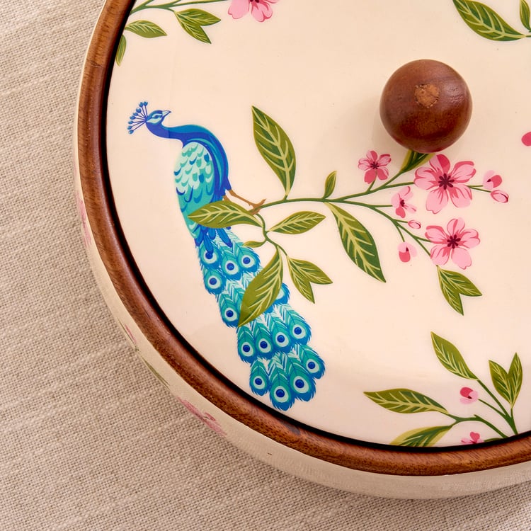 Royal Garden Mango Wood Printed Roti Box with Lid