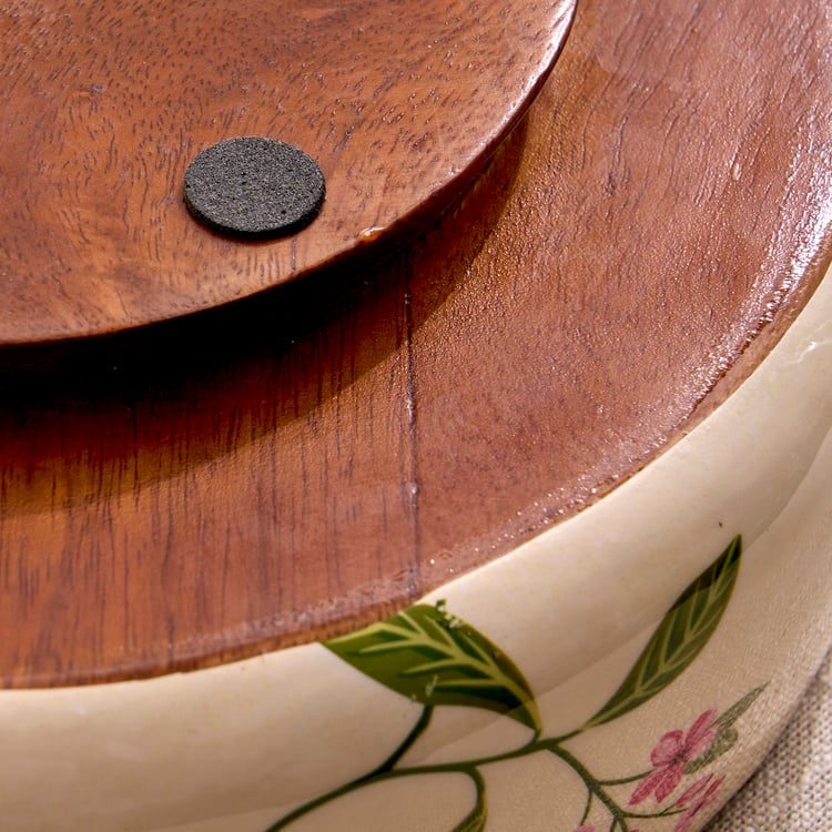 Royal Garden Mango Wood Printed Roti Box with Lid