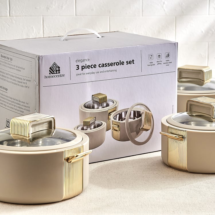 Elegance Regalia Set of 3 Polypropylene Casseroles with Lids
