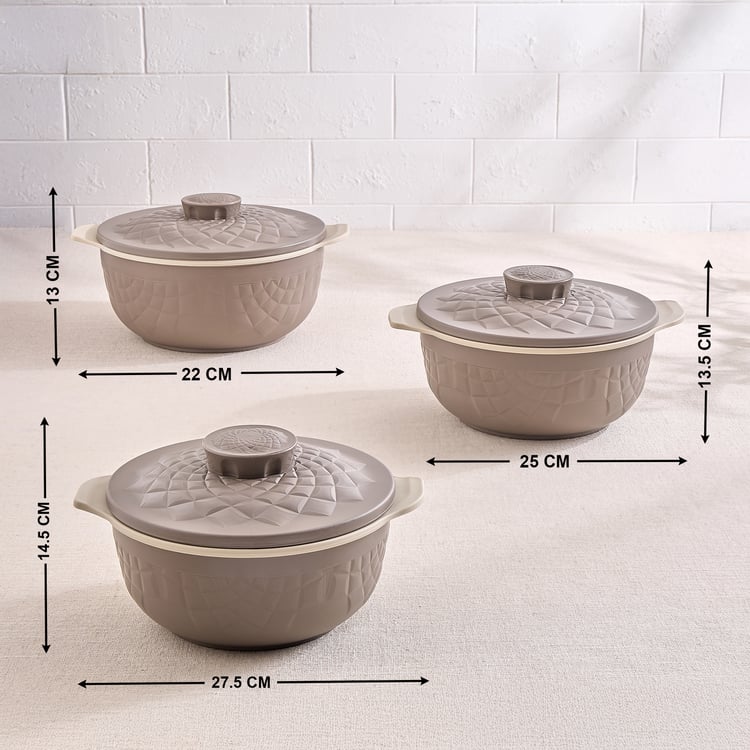 Elegance Set of 3 Polypropylene Embossed Casseroles with Lids