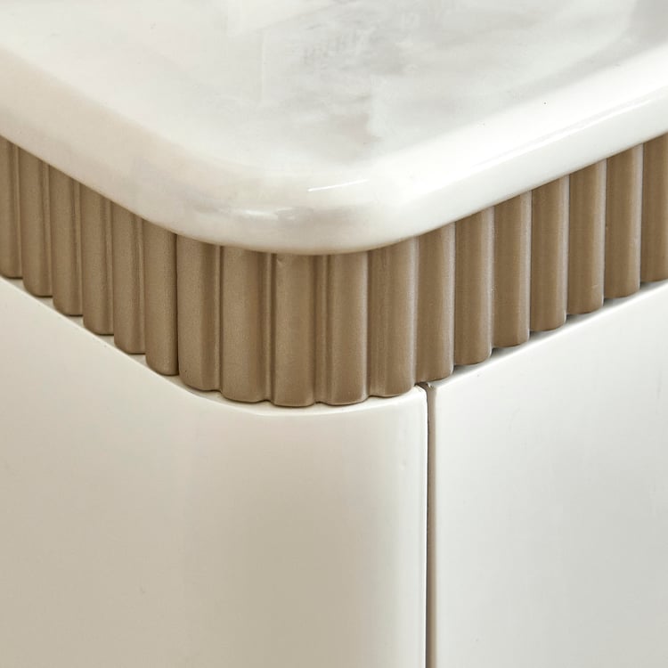 Inara Bedside Table with Drawers - Cream