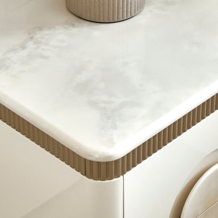 Inara Bedside Table with Drawers - Cream