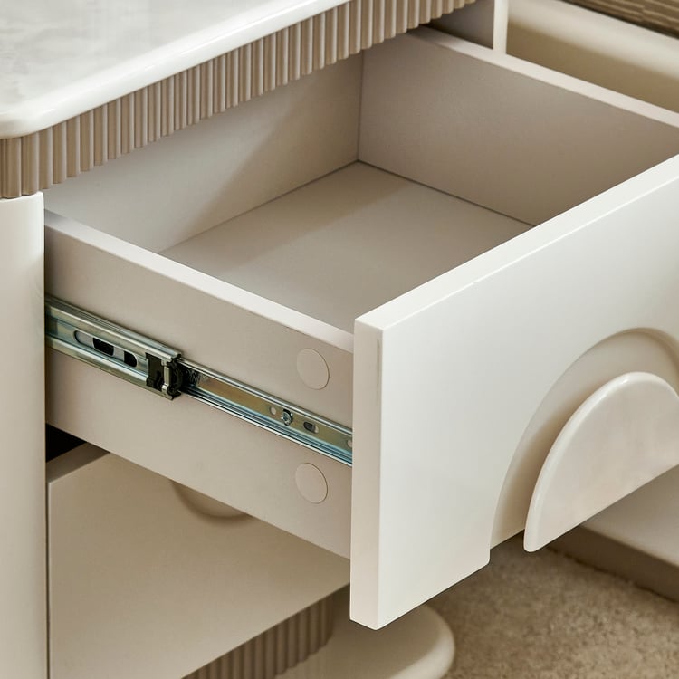 Inara Bedside Table with Drawers - Cream