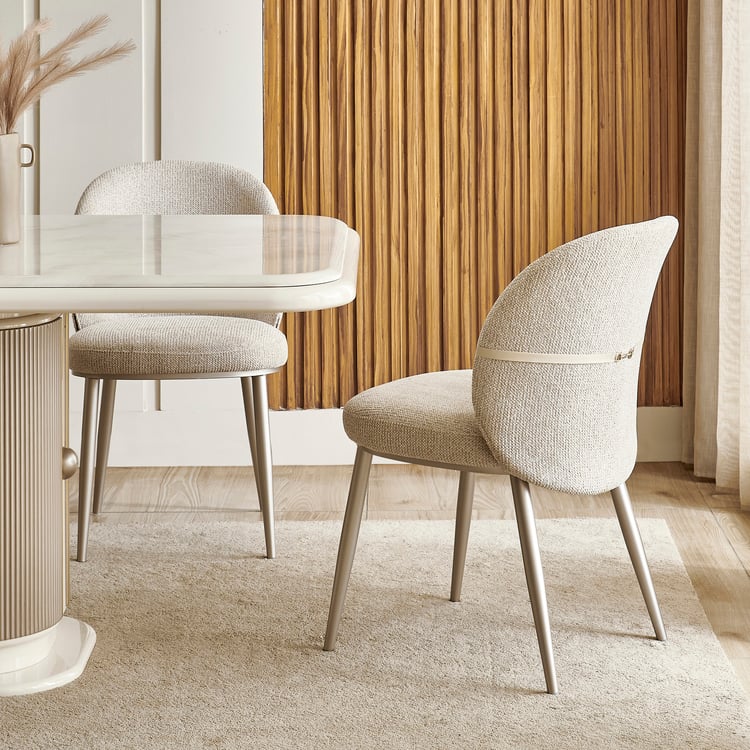 Inara Set of 2 Fabric Dining Chairs - Cream