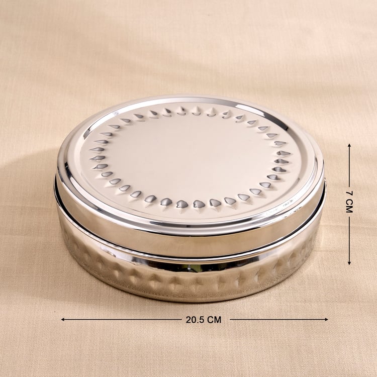 Glovia Weston Stainless Steel Masala Box with Vatis and Spoons