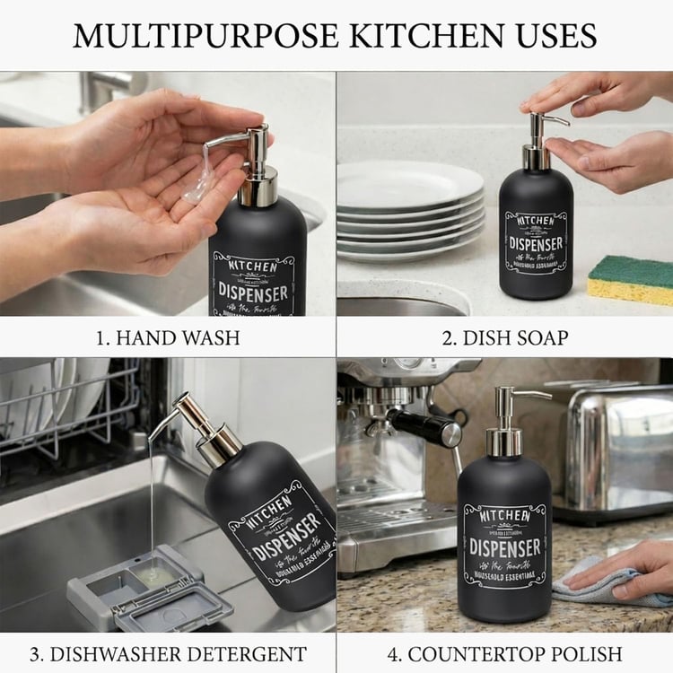 LUXE HOME Glass Printed Multi-Purpose Pump Dispenser - 250ml