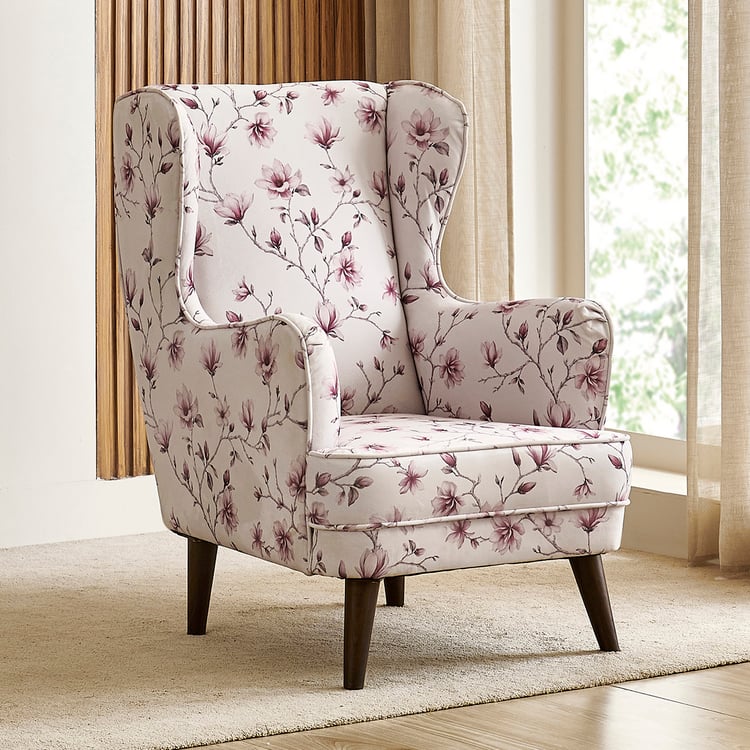 Garnet Fabric Wing Chair - Off White