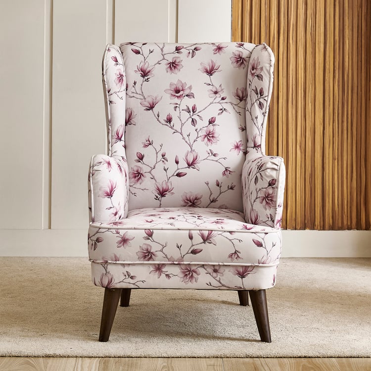 Garnet Fabric Wing Chair - Off White