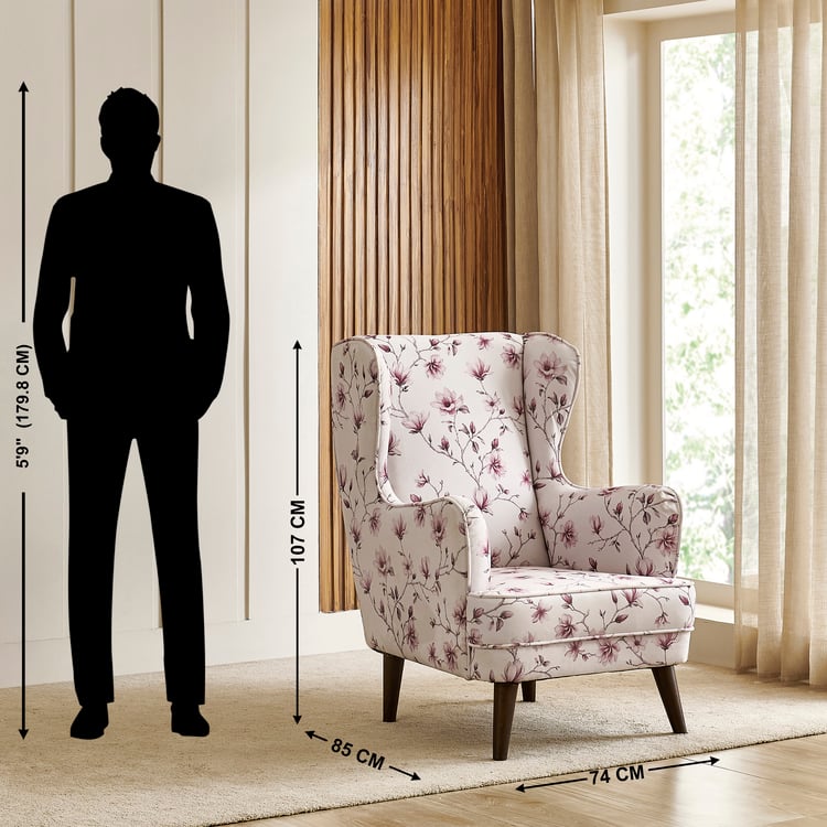 Garnet Fabric Wing Chair - Off White