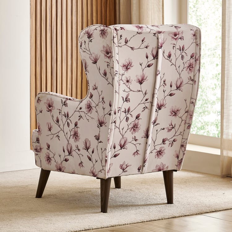 Garnet Fabric Wing Chair - Off White