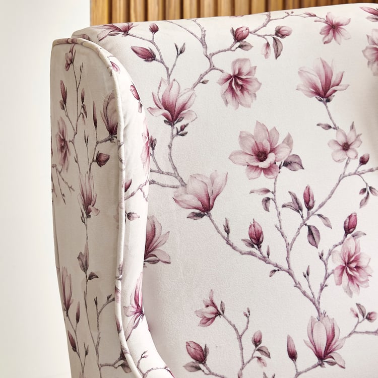 Garnet Fabric Wing Chair - Off White