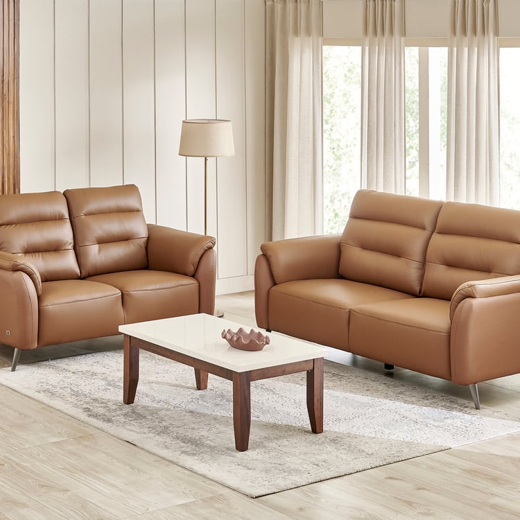 Amanda Half Leather 3+2 Seater Sofa Set - Tan