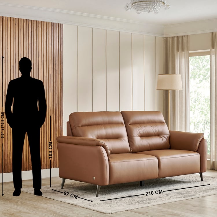 Amanda Half Leather 3+2 Seater Sofa Set - Tan
