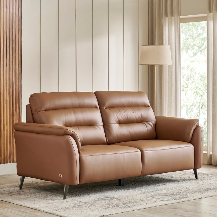 Amanda Half Leather 3+1+1 Seater Sofa Set - Tan