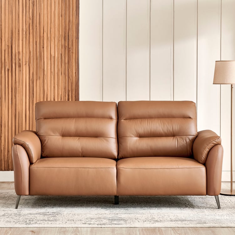 Amanda Half Leather 3+1+1 Seater Sofa Set - Tan
