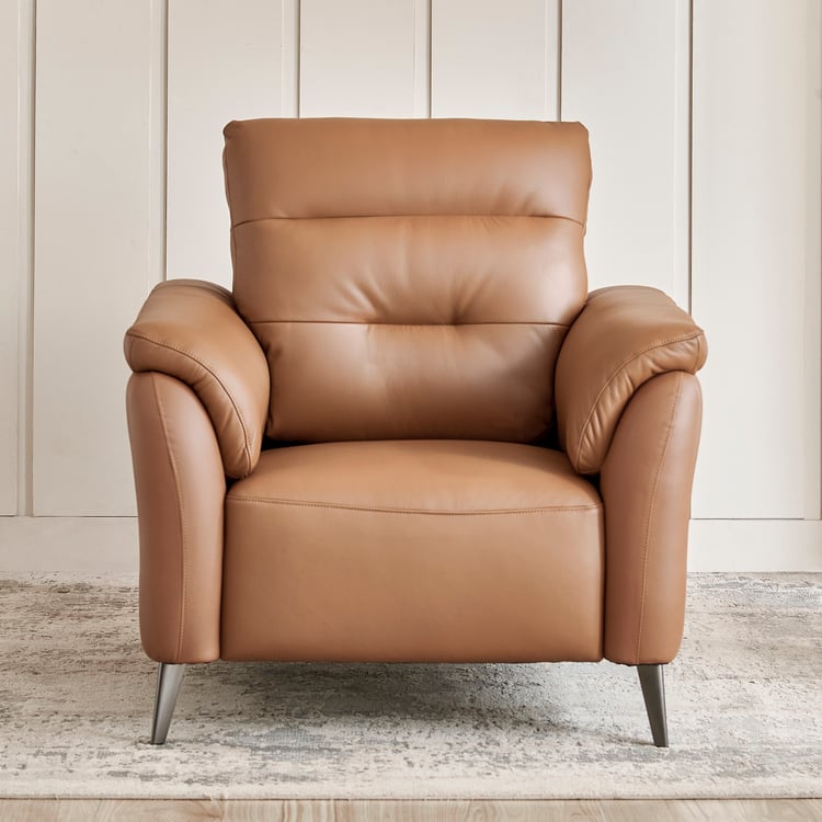 Amanda Half Leather 3+1+1 Seater Sofa Set - Tan