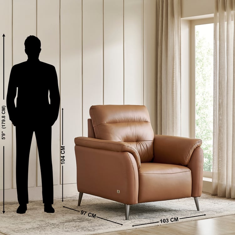 Amanda Half Leather 3+1+1 Seater Sofa Set - Tan