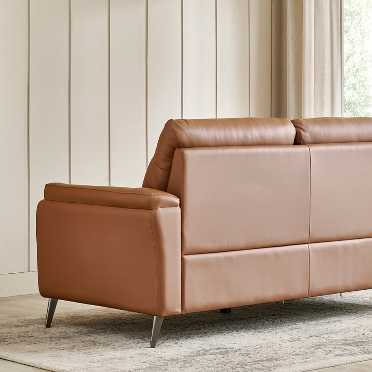 Amanda Half Leather 3+1+1 Seater Sofa Set - Tan