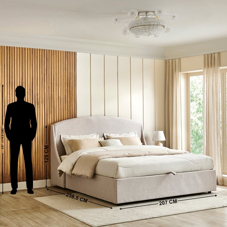 Cashmere Logan King Bed with Hydraulic Storage - Beige