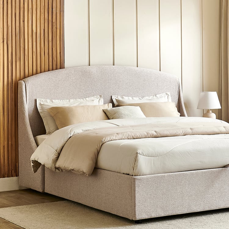 Cashmere Logan King Bed with Hydraulic Storage - Beige