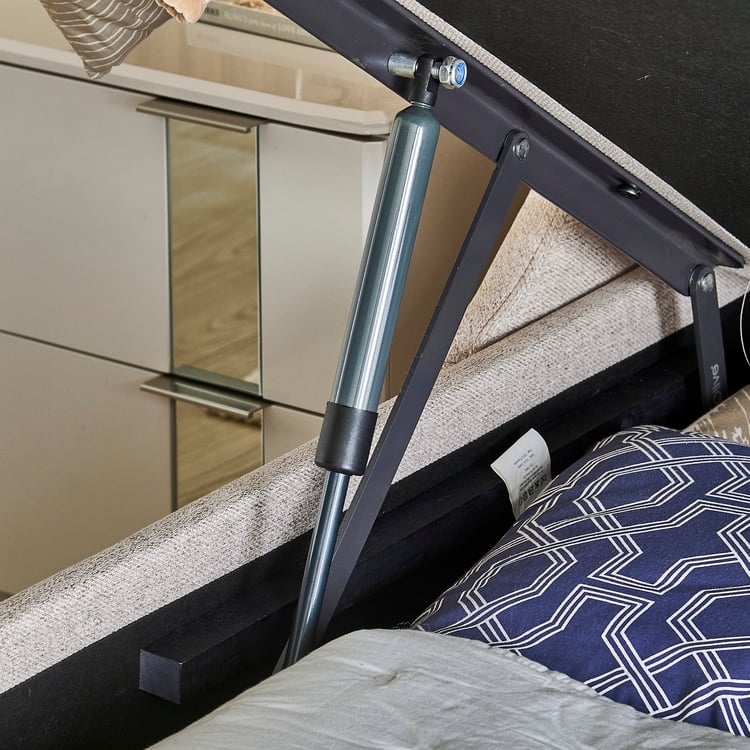 Cashmere Logan King Bed with Hydraulic Storage - Beige