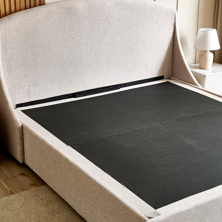 Cashmere Logan King Bed with Hydraulic Storage - Beige