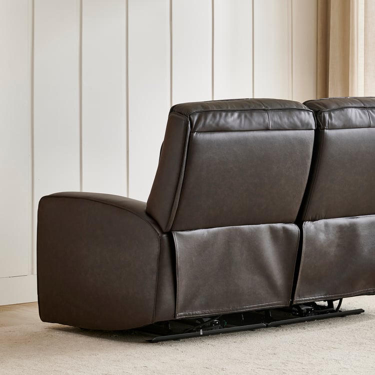 Caden Half Leather 2-Seater Electric Recliner - Brown