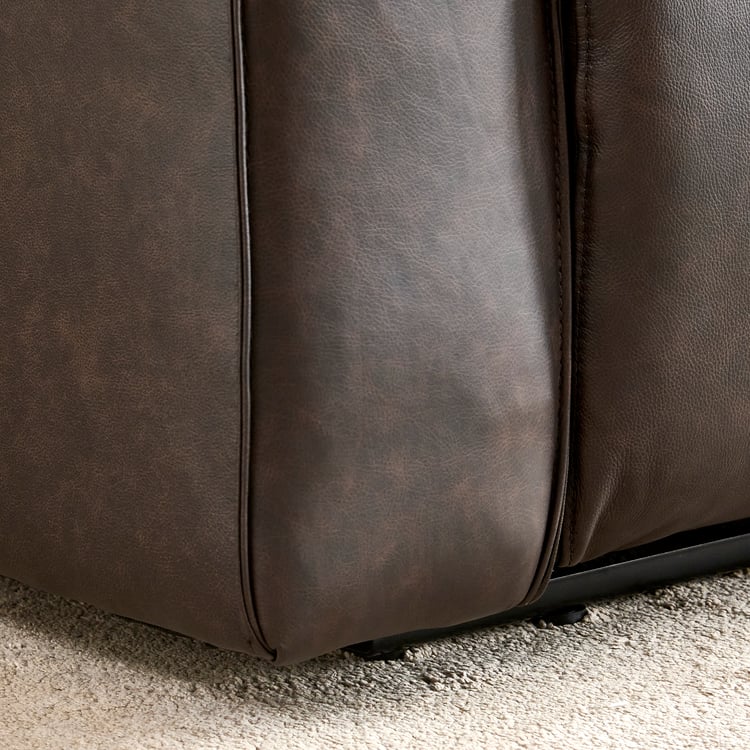 Caden Half Leather 2-Seater Electric Recliner - Brown