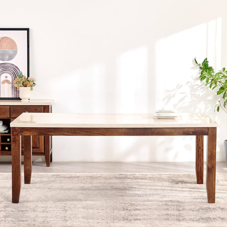 Giza NXT Composite Marble Top 8-Seater Dining Set with Chairs - Beige