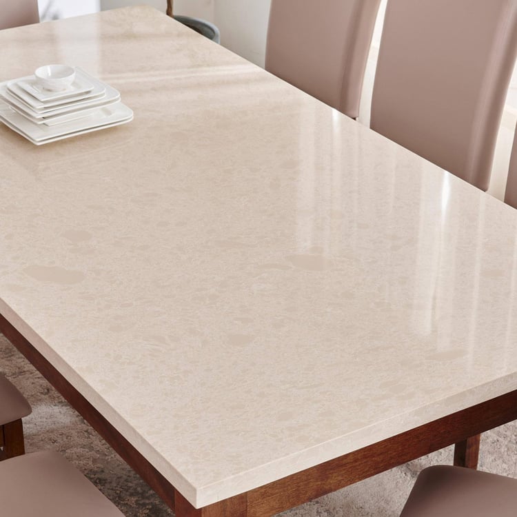 Giza NXT Composite Marble Top 8-Seater Dining Set with Chairs - Beige