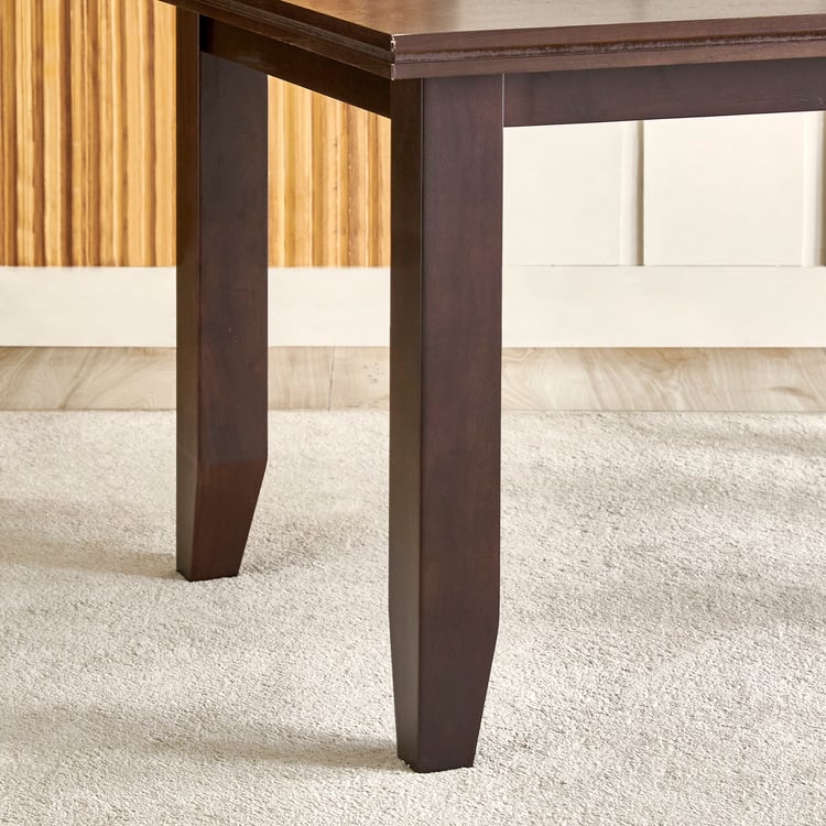 Helios Magnus Mahogany Wood Top 6-Seater Dining Set with Chairs and Bench - Walnut