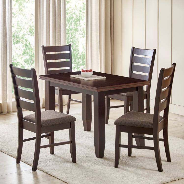 Helios Magnus Mahogany Wood 4-Seater Dining Set with Chairs - Walnut