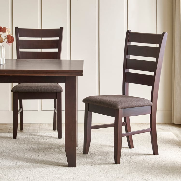 Helios Magnus Mahogany Wood 4-Seater Dining Set with Chairs - Walnut