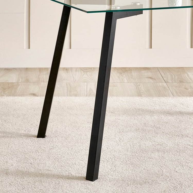 Helios Paul NXT Tempered Glass Top 4-Seater Dining Set with Chairs - Black