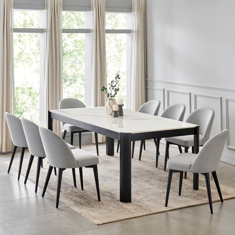 Norway Ceramic Top 8-Seater Dining Set with Chairs - White