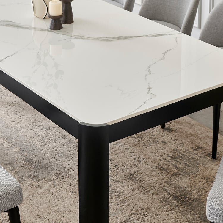 Norway Ceramic Top 8-Seater Dining Set with Chairs - White
