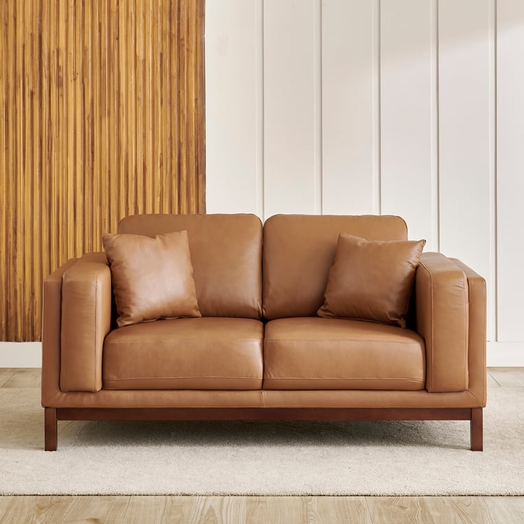 Lansbury NXT Half Leather 2-Seater Sofa with Cushions - Tan