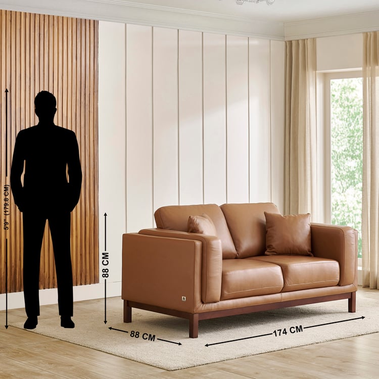 Lansbury NXT Half Leather 2-Seater Sofa with Cushions - Tan