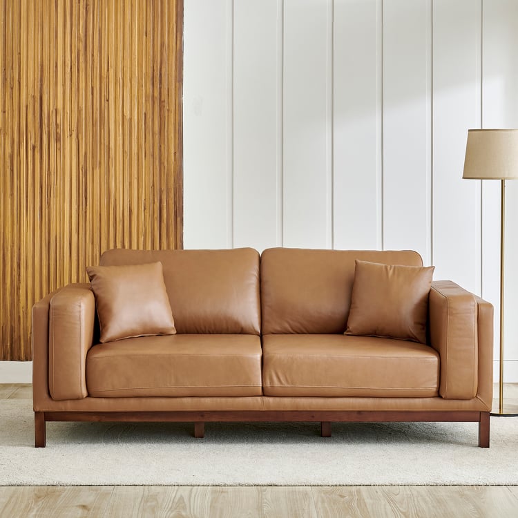 Lansbury NXT Half Leather 3-Seater Sofa with Cushions - Tan