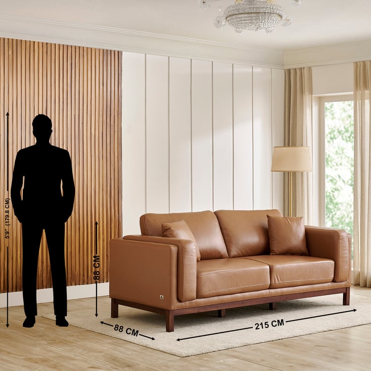 Lansbury NXT Half Leather 3-Seater Sofa with Cushions - Tan
