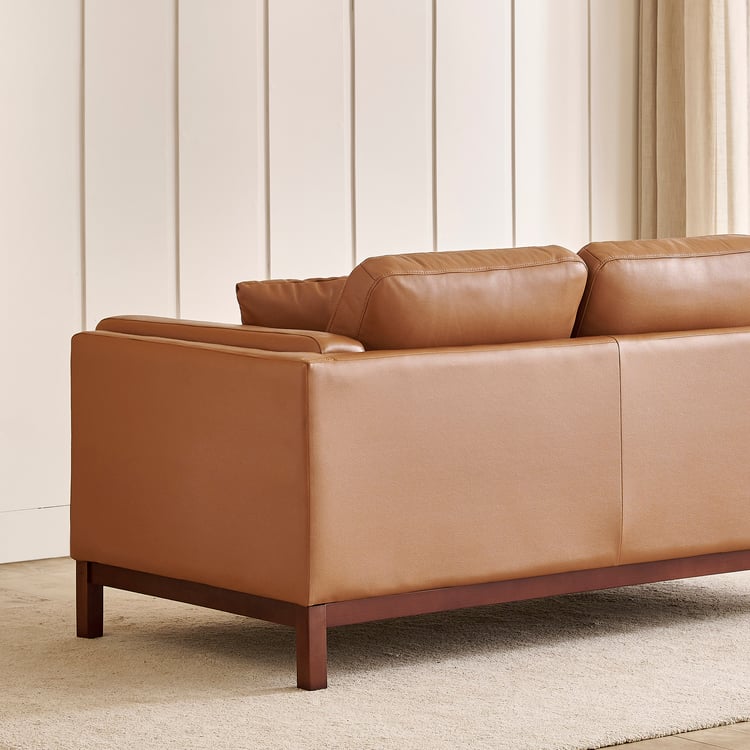 Lansbury NXT Half Leather 3-Seater Sofa with Cushions - Tan