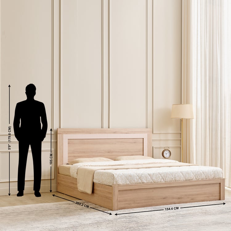 Lexus Sahara Queen Bed with Hydraulic Storage and Restomax Elite 8 Inch Spring Mattress