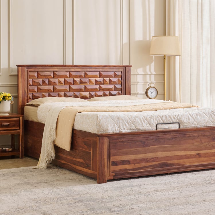Adana Grand Swaram Queen Bed with Hydraulic Storage and Restomax Elite 6+1 Inch Spring Mattress