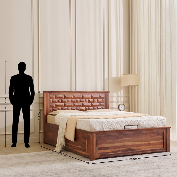 Adana Grand Swaram Queen Bed with Hydraulic Storage and Restomax Elite 6+1 Inch Spring Mattress