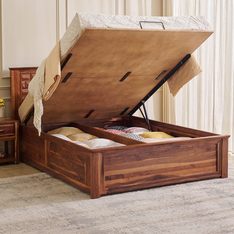 Adana Grand Swaram Queen Bed with Hydraulic Storage and Restomax Elite 6+1 Inch Spring Mattress