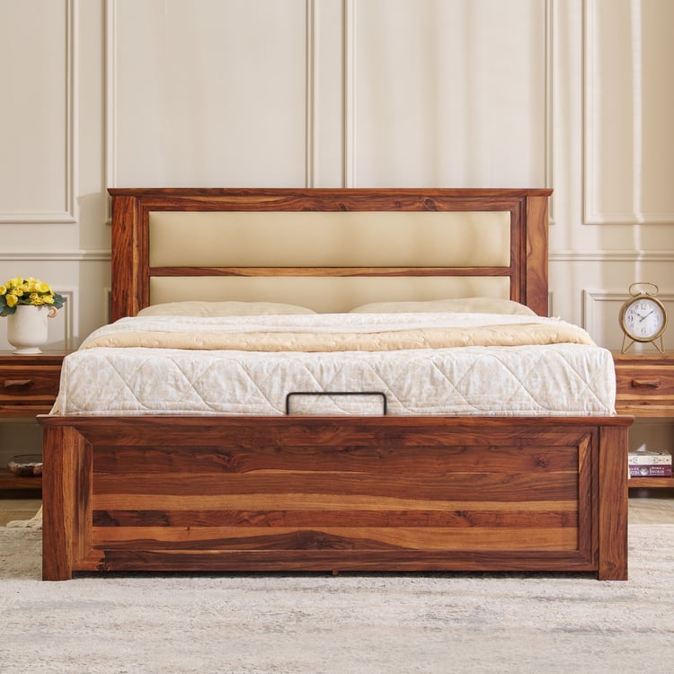 Adana Grand Taavi Queen Bed with Hydraulic Storage and Restomax Elite 6+1 Inch Spring Mattress